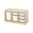 TROFAST - Storage combination with boxes, light white stained pine/white, 93x44x53 cm
