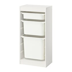 TROFAST - Storage combination with boxes, white/white, 46x30x95 cm
