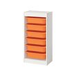 TROFAST - Kombinasi penyimpanan dgn kotak, putih/oranye muda, 46x30x95 cm