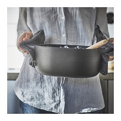 VARDAGEN - Casserole with lid, enamelled cast iron matt/black, 5 l