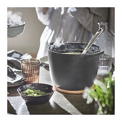 VARDAGEN - Pot with lid, enamelled cast iron matt/black, 5 l