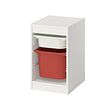 TROFAST - Kombinasi penyimpanan dgn kotak, putih/merah, 34x44x56 cm