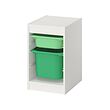 TROFAST - Storage combination with boxes, white/light green bright green, 34x44x56 cm