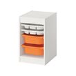 TROFAST - Storage combination w boxes/trays, white white/light orange, 34x44x56 cm