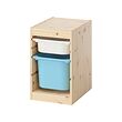 TROFAST - Storage combination with boxes, light white stained pine white/light blue, 32x44x53 cm