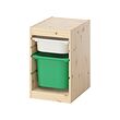 TROFAST - Storage combination with boxes, light white stained pine white/bright green, 32x44x53 cm