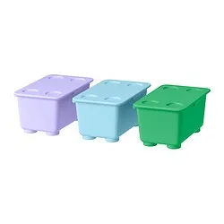 GLIS - Box with lid, green lilac/blue, 17x10 cm