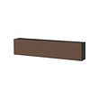 BESTÅ - Wall-mounted cabinet combination, black-brown Björköviken/brown stained oak veneer, 180x22x38 cm