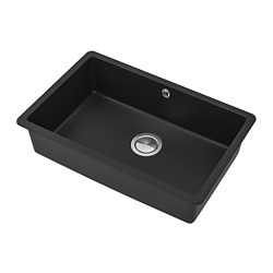 KILSVIKEN - Bak cuci tanam, 1 bak, hitam komposit kuarsa, 72x46 cm