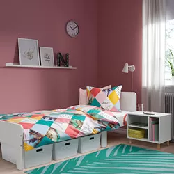 SMUSSLA - Meja samping tempat tidur/unit rak, putih