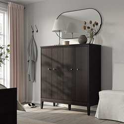 IDANÄS - Cabinet with bi-folding doors, dark brown stained, 121x135 cm