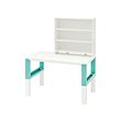 PÅHL - Desk with shelf unit, white/turquoise, 96x58 cm