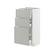 METOD/MAXIMERA - Kabinet dasar dgn 3 laci, putih/Havstorp abu-abu muda, 40x37x80 cm