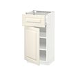 METOD/MAXIMERA - Kabinet dasar dengan laci/pintu, putih/Bodbyn putih pudar, 40x37x80 cm