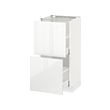 METOD - Base cabinet with 2 drawers, white Maximera/Ringhult white, 40x37x80 cm