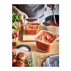 IKEA 365+ - Food container, square/glass, 1.2 l