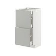 METOD/MAXIMERA - Base cab with 2 fronts/3 drawers, white/Havstorp light grey, 40x37x80 cm