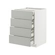 METOD/MAXIMERA - Base cb 4 frnts/2 low/3 md drwrs, white/Havstorp light grey, 60x60x80 cm