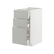 METOD/MAXIMERA - Kabinet dasar dgn 3 laci, putih/Havstorp abu-abu muda, 40x60x80 cm