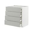 METOD/MAXIMERA - Kbnt dsr 4 pntu dpn/2 rndh/3 lc tgh, putih/Havstorp abu-abu muda, 80x60x80 cm