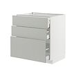 METOD/MAXIMERA - Base cabinet with 3 drawers, white/Havstorp light grey, 80x60x80 cm