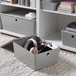 KUGGIS - Kotak, abu-abu muda, 26x35x15 cm