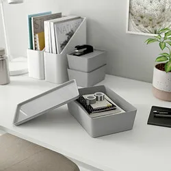 KUGGIS - Kotak, abu-abu muda, 18x26x8 cm