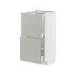 METOD/MAXIMERA - Kabinet dasar dengan 2 laci, putih/Havstorp abu-abu muda, 40x37x80 cm