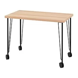 KRILLE/LINNMON - Meja, efek kayu oak diwarnai putih/hitam, 100x60 cm