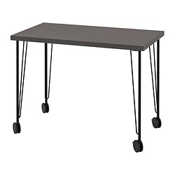 KRILLE/LINNMON - Desk, dark grey/black, 100x60 cm