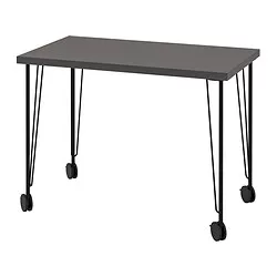 KRILLE/LINNMON - Meja, abu-abu tua/hitam, 100x60 cm