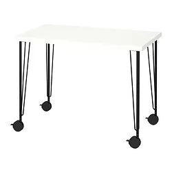 KRILLE/LINNMON - Meja, putih/hitam, 100x60 cm