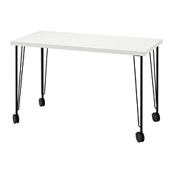KRILLE/LAGKAPTEN - Desk, white/black, 120x60 cm