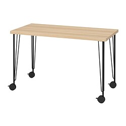 KRILLE/LAGKAPTEN - Desk, white stained oak effect/black, 120x60 cm