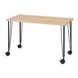 KRILLE/LAGKAPTEN - Meja, efek kayu oak diwarnai putih/hitam, 120x60 cm