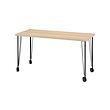 KRILLE/LAGKAPTEN - Meja, efek kayu oak diwarnai putih hitam, 140x60 cm