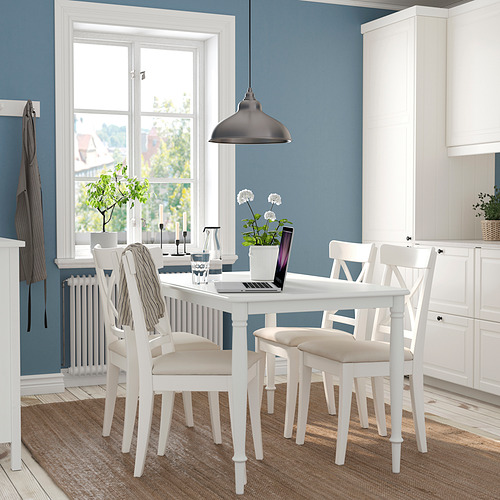 Ingolf Ikea White Kitchen Table And Chairs INGOLF/EKEDALEN Meja