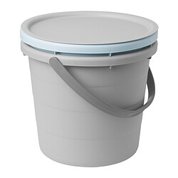 PEPPRIG - Ember dengan penutup, set isi 3, abu-abu/biru