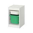 TROFAST - Storage combination with boxes, white/bright green, 34x44x56 cm