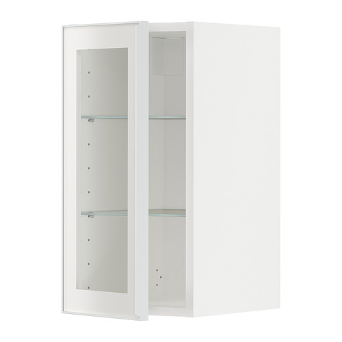 METOD wall cabinet w shelves/glass door