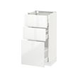 METOD - Base cabinet with 3 drawers, white Maximera/Ringhult white, 40x37x80 cm