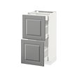 METOD - Base cab with 2 fronts/3 drawers, white Maximera/Bodbyn grey, 40x37x80 cm