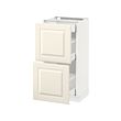 METOD/MAXIMERA - Base cab with 2 fronts/3 drawers, white/Bodbyn off-white, 40x37x80 cm