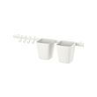 SUNNERSTA - Rail with 4 hooks and 2 containers, white