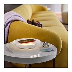 FRÖTORP - Side table, white chrome-plated/white glass, 48 cm