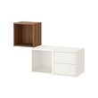 EKET - Wall-mounted storage combination, white/walnut effect, 105x35x70 cm