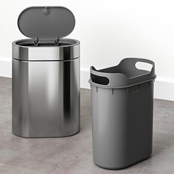 BROGRUND - Tempat sampah sentuh tutup, baja tahan karat, 4 l