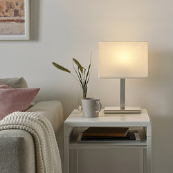TOMELILLA - Table lamp, nickel-plated/white, 36 cm