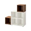 EKET - Cabinet combination with feet, white/walnut effect, 105x35x107 cm