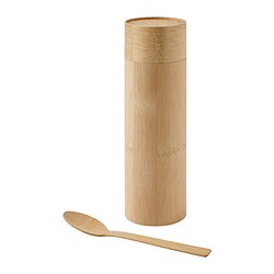 RÖDMULLE - Coffee/tea tin, with spoon bamboo veneer, 22 cm